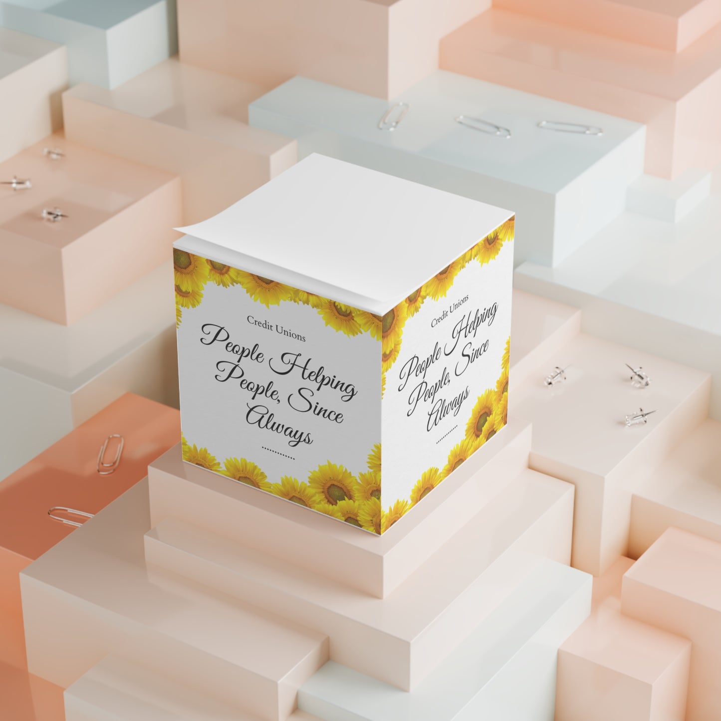 Sunflower Note Cube- "People Helping People, Since Always"